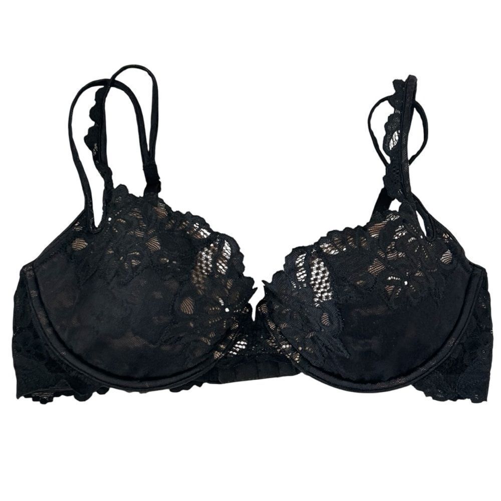 Victorias Secret lightly lined underwire black and beige bra size 34D